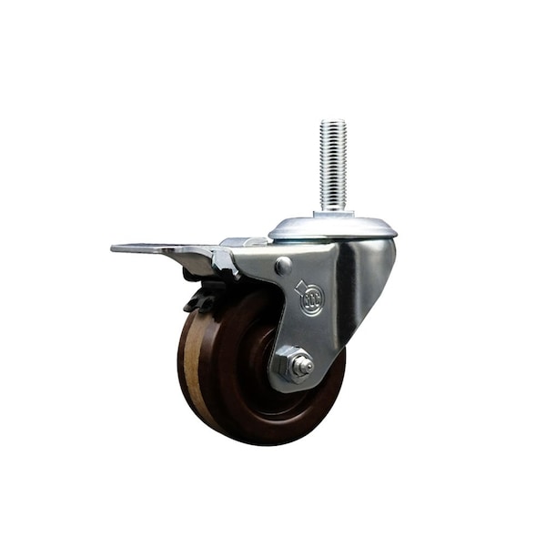 Service Caster 3 Inch High Temp Phenolic 34 Inch Stem Caster with Total Lock Brake SCC SCC-TSTTL20S314-PHRHT-34212 - main